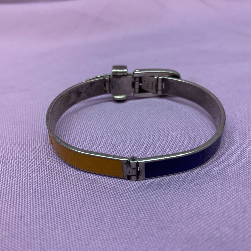 Vintage Gucci ITALY Enamel Sterling Silver BUCKLE Bracelet! Rare! Authentic!